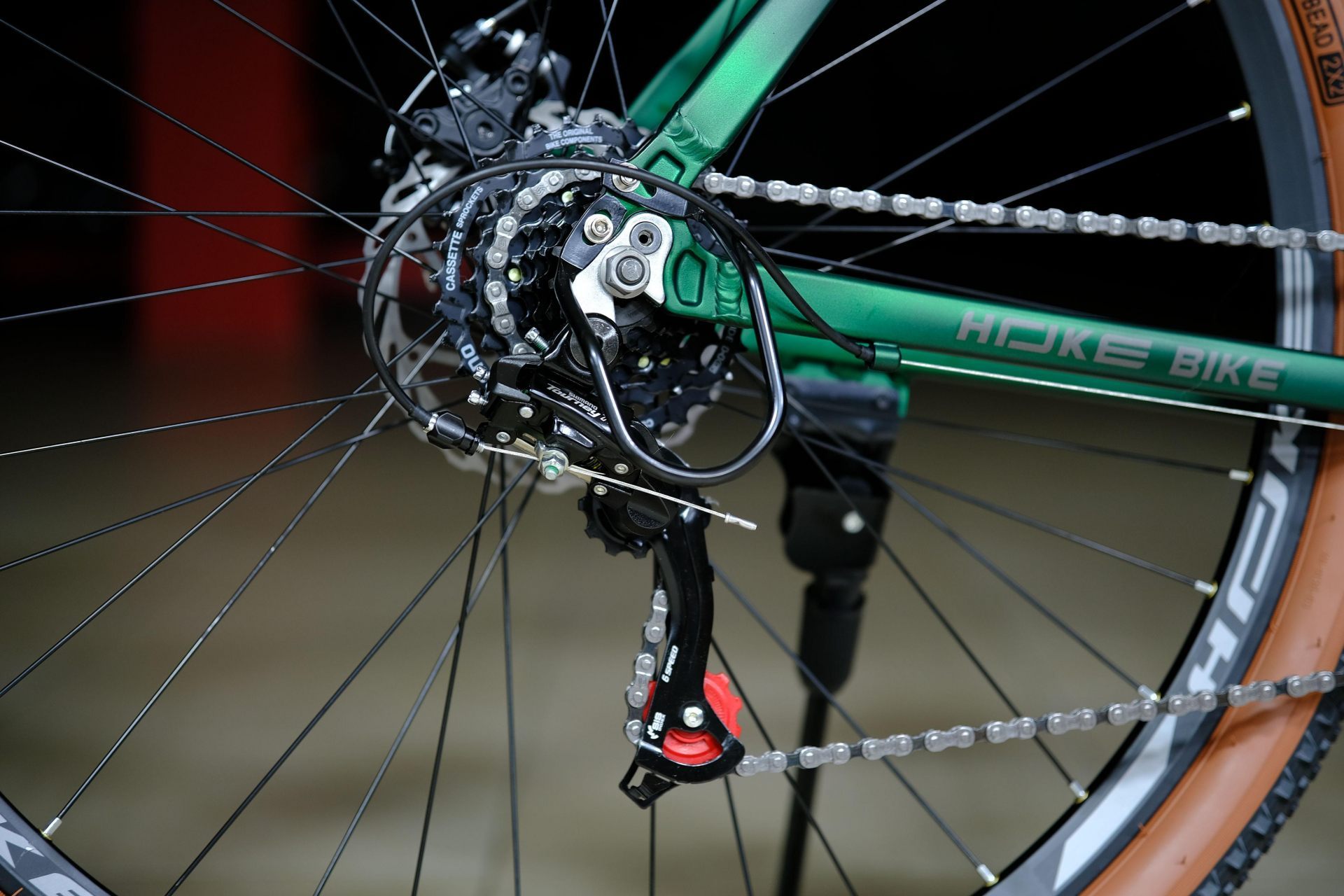 Задний переключатель Shimano Tourney TZ500 оригинал HOKE ONE MAX 29 матовый зелёный-чёрный 19